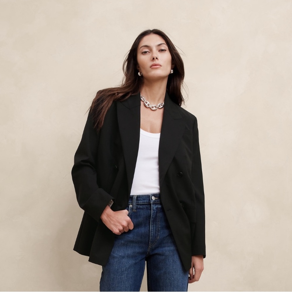 Banana Republic Black Wool Blend Blazer